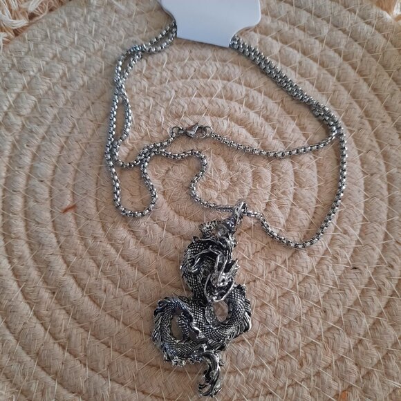 Dragon Pendant Gothic Pendant Necklace - Stainless Steel, NEW! - Picture 1 of 14